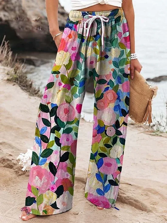 Women's  H-Line Baggy Pants Daily Going Out Pants As Picture Casual Printing Floral Spring/Fall Pants