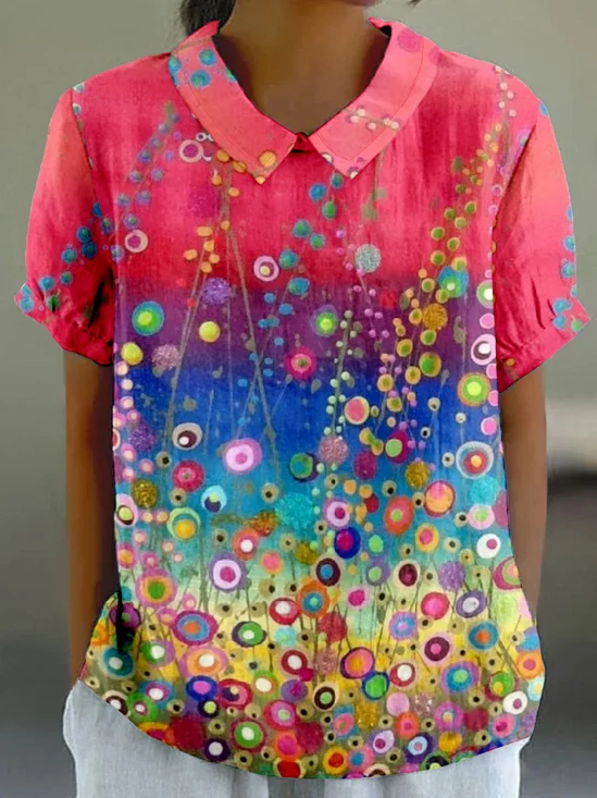 Vintage Shawl Collar Loose Psychedelic Art T-Shirt