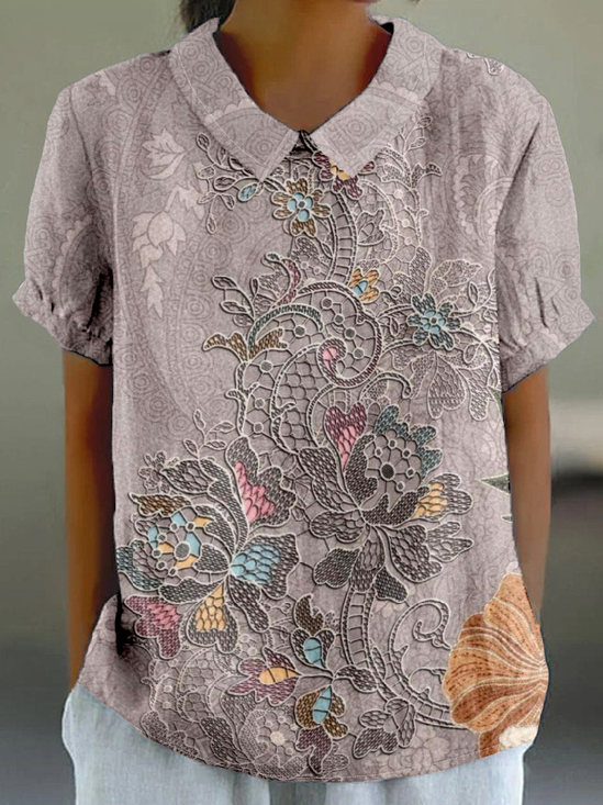 3D Printing Casual Shawl Collar T-Shirt