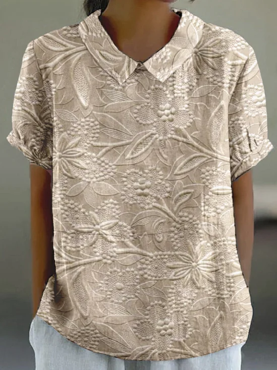 Shawl Collar Loose 3D Printing Casual T-Shirt