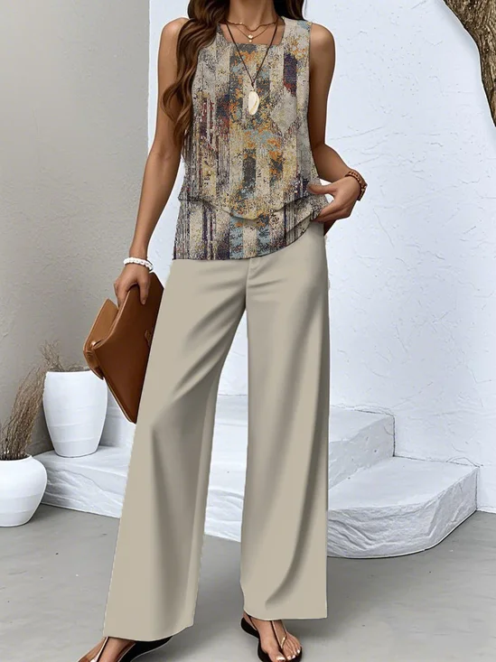 Casual Regular Fit Two-Piece Set With No