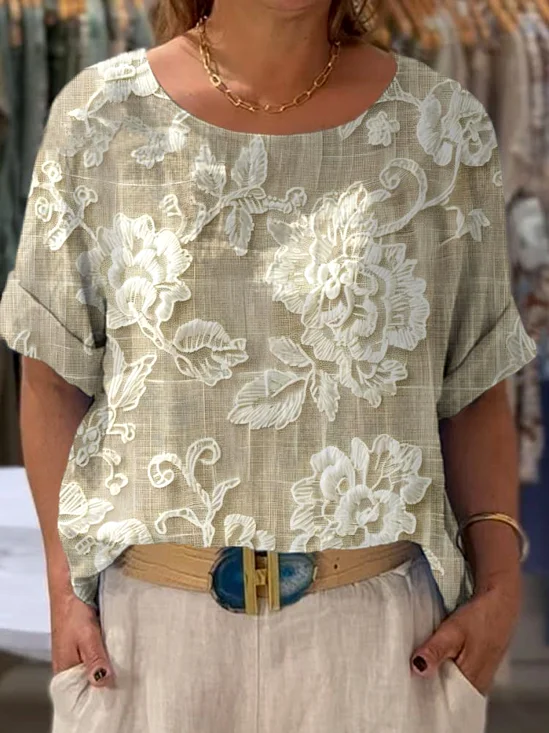 Casual Floral Regular Fit T-Shirt