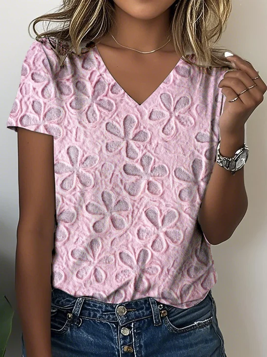 V Neck Loose Casual T-Shirt