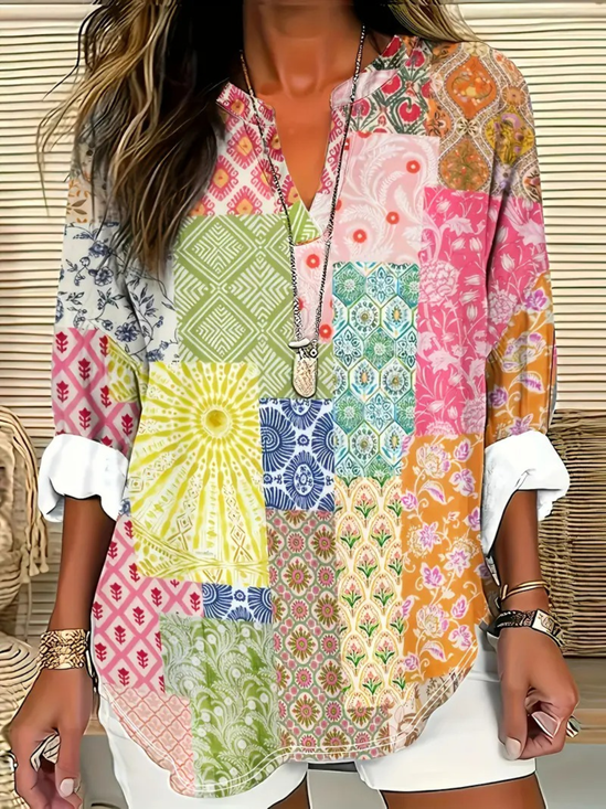 Casual Floral Cotton Blouse