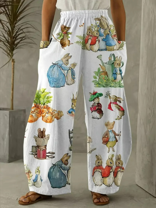 Regular Fit Easter Cotton Casual Pants