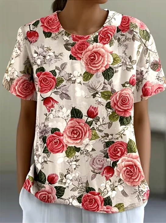 Cotton Crew Neck Casual T-Shirt