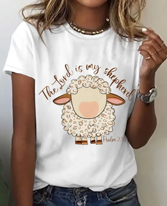 The Lord Is My Shepherd Easter Vintage Print T-Shirt