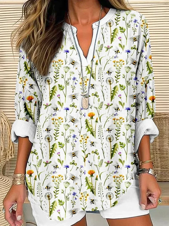 Floral Cotton Simple Blouse