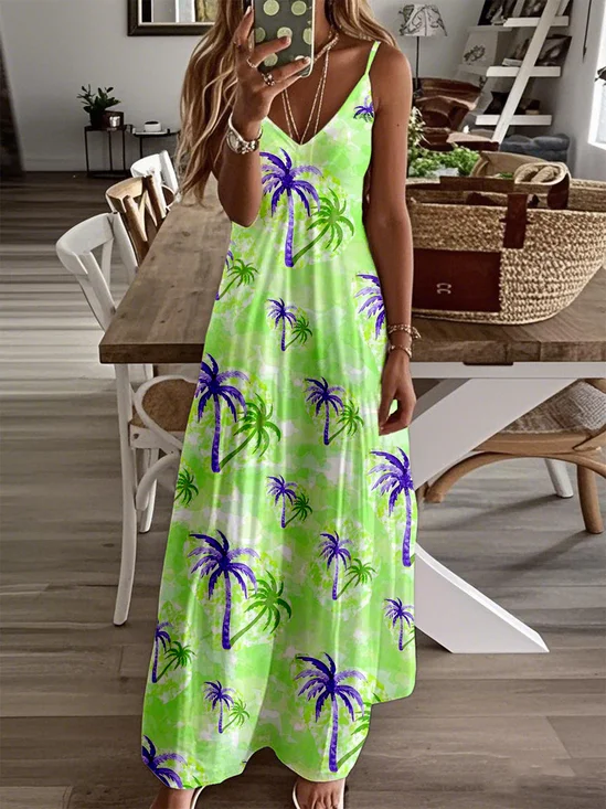 Women's Vintage Lovely Floral Art Print Pocket Dress