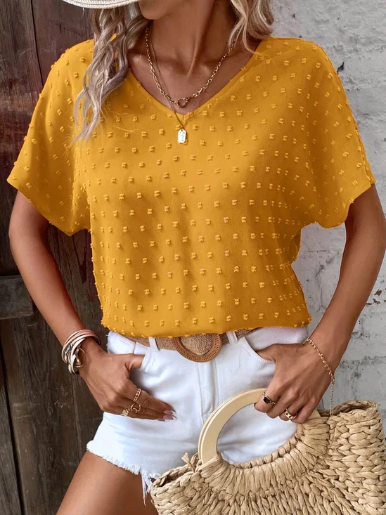 V Neck Loose 3D Printing Casual Blouse