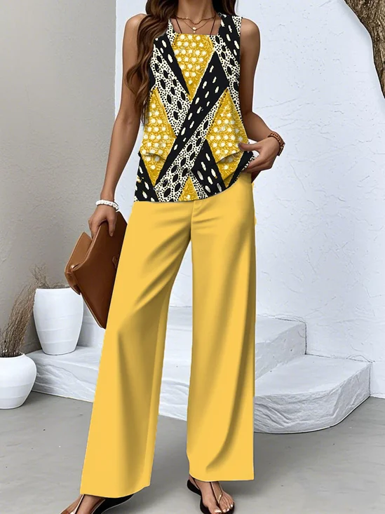 Casual Geometric Two-Piece Set With No