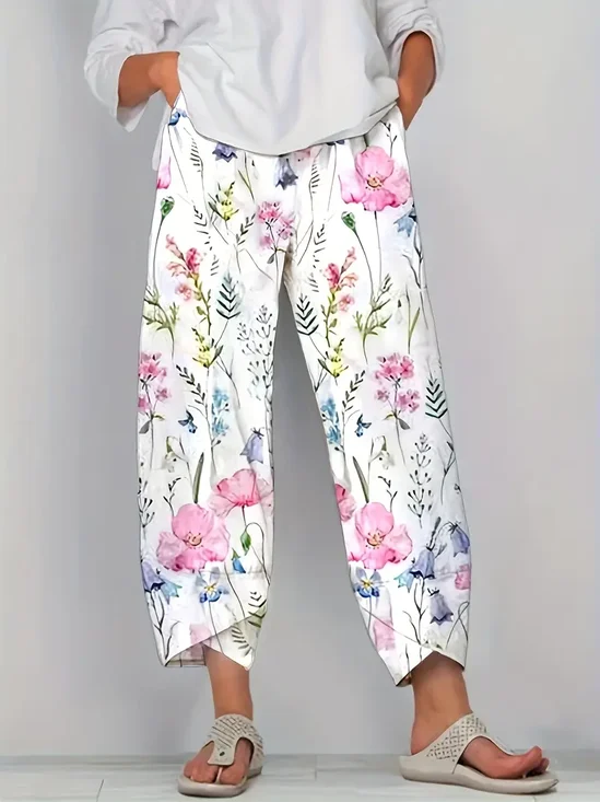 Women's Floral Spring Print Casual Pants