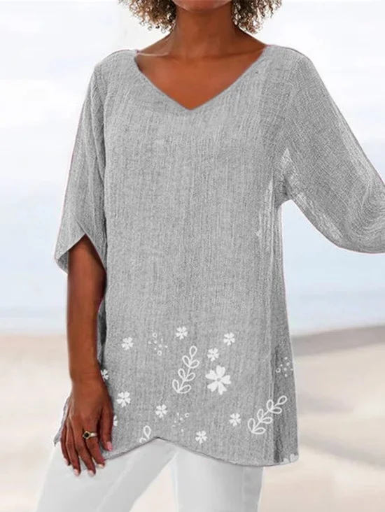 Floral Print Irregular Women Summer Blouses