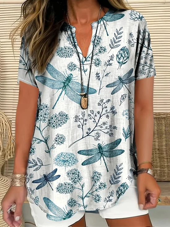 Dragonfly Elegant Shawl Collar Loose Blouse