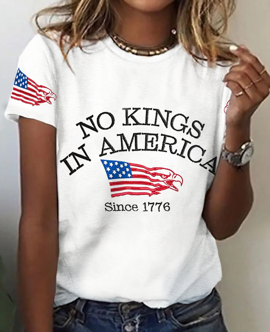 Retro No Kings In America Since 1776 Print T-Shirt