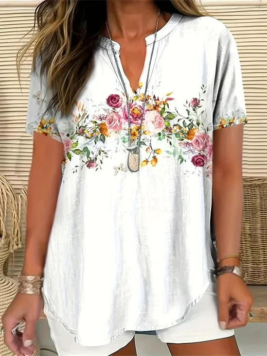 Casual Cotton Shawl Collar Loose Blouse