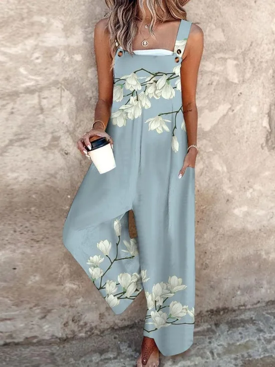 Casual Cotton And Linen Regular Fit Jumpsuit