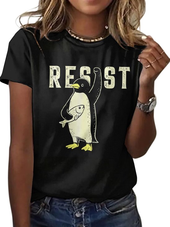 Casual Regular Fit Painting Cotton T-Shirt