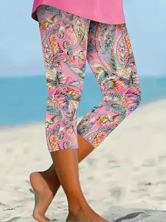 Casual Paisley Cotton Regular Fit Leggings