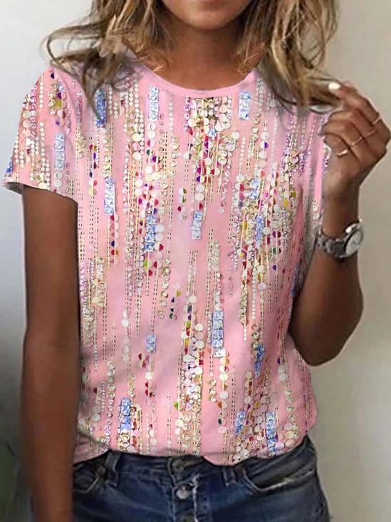 Women's Pink Patterm 3D Print Breast Cancer Awareness Tee