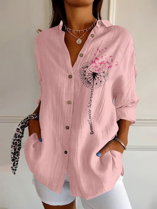 Women's Breast Cancer Awareness Month Pink Printed Casual Shirt