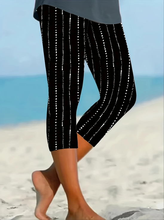 Women's Striped Print Casual Leggings
