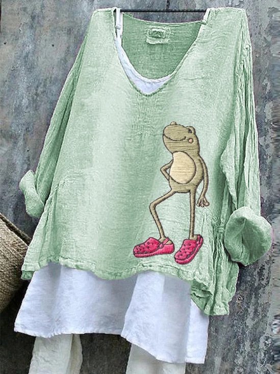 Loose Animal Linen T-Shirt