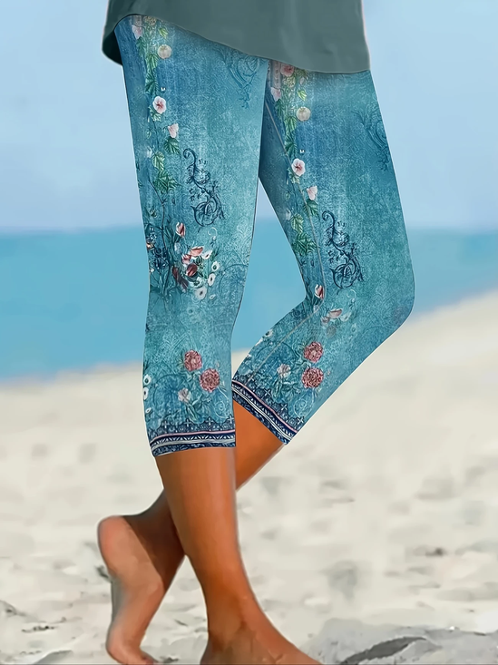 Women's Floral Print Casual Leggings