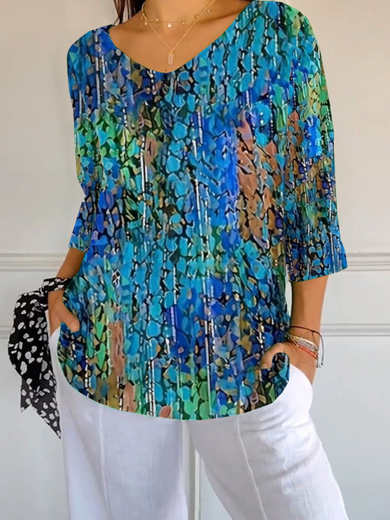 Women's Abstract Print Casual 3/4 Sleeve T-Shirt