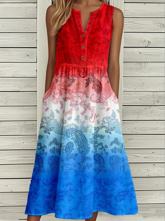 Casual Gradient Pattern Dress With No