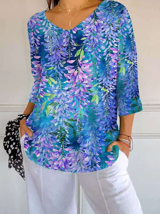 Women's Floral Print Casual T-Shirt