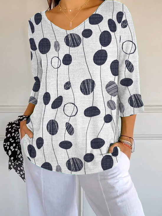 Women's Polka Dot Printed Casual T-Shirt