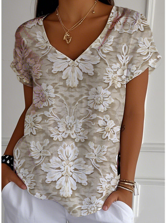 V Neck Casual Jersey T-Shirt