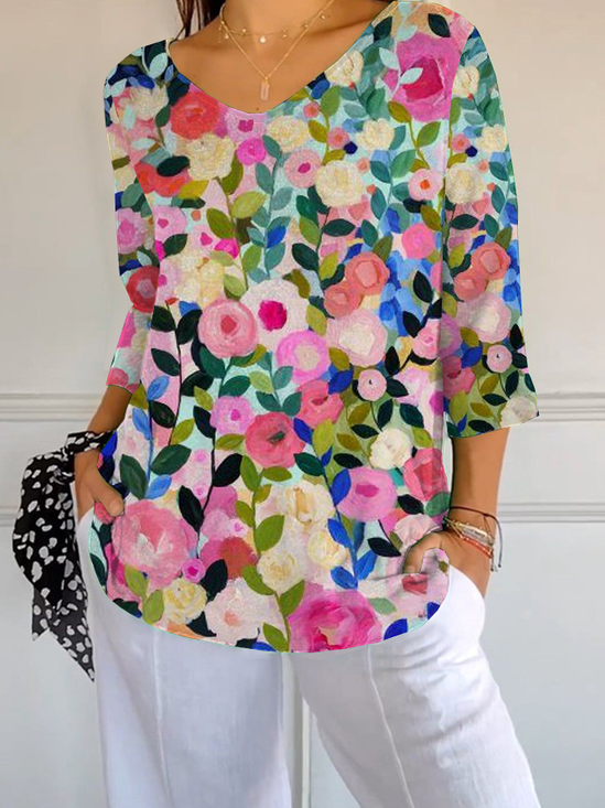 Women's Floral Print Casual T-Shirt