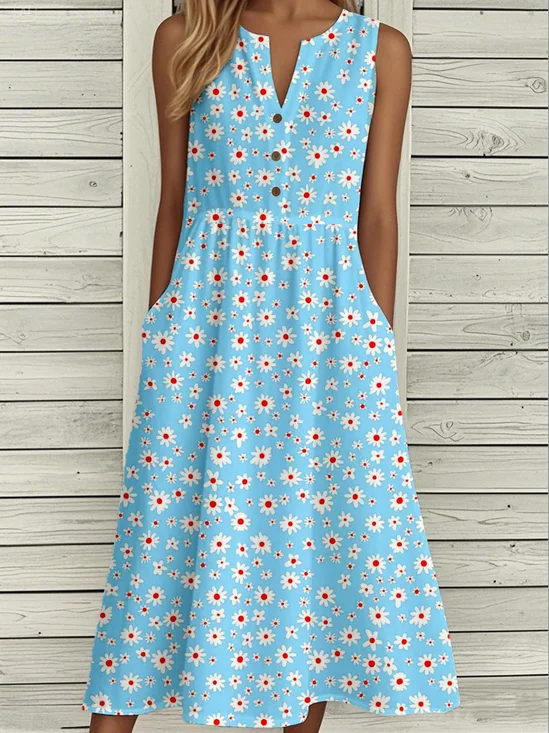 Casual Floral Loose Dress With No