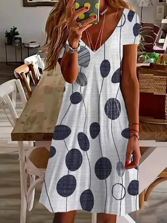 Women's Floral Print Casual V-Neck Short Sleeve Dress