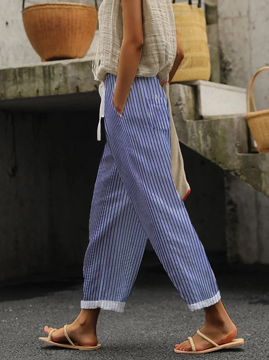Women's Striped Print Casual Pants