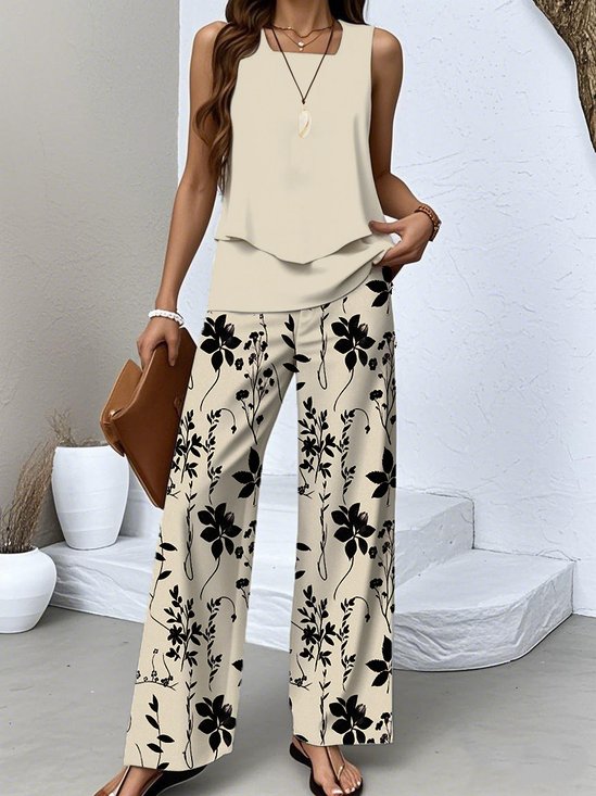 Floral Casual Two-Piece Set With No
