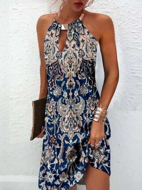 Floral Regular Fit Cotton Casual Dress With No