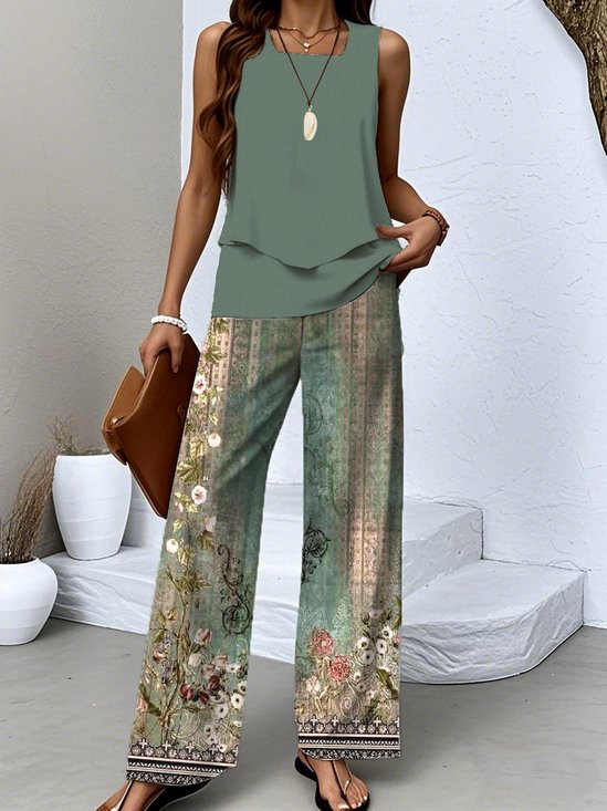 Regular Fit Casual Two-Piece Set With No