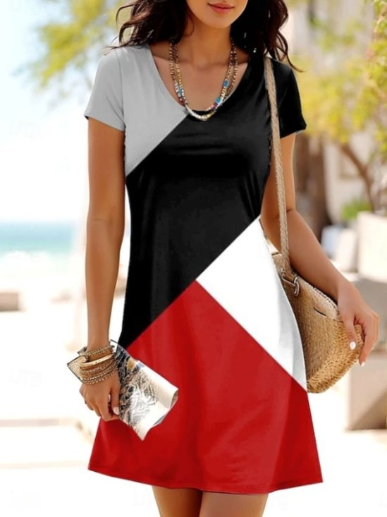 V Neck Urban Cotton Regular Fit Dress With No