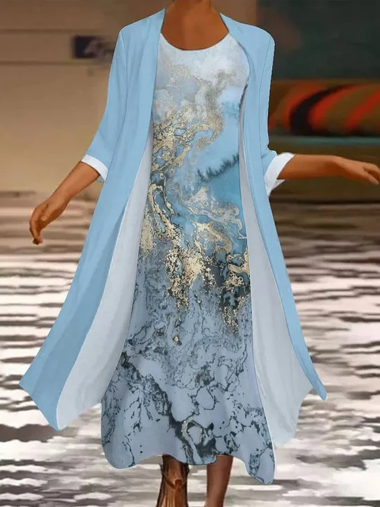 Women's Spring Abstract Print Two-Piece Dress
