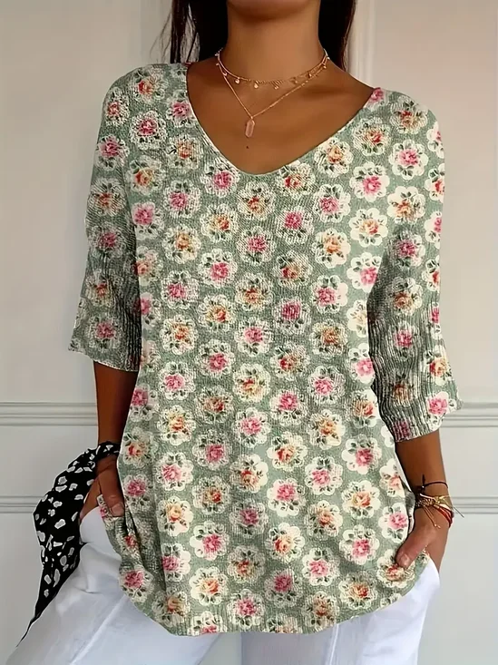 Loose Casual V Neck T-Shirt