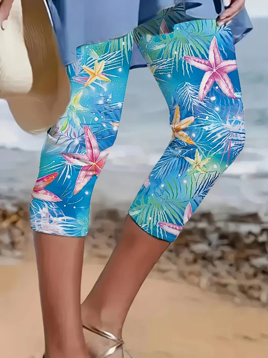 Casual Regular Fit Ocean Pattern Pants