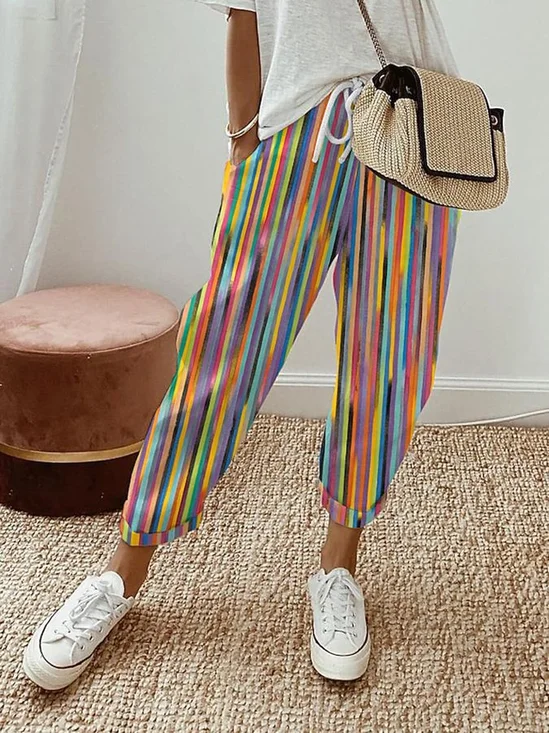 Women's Striped Print Casual Pants