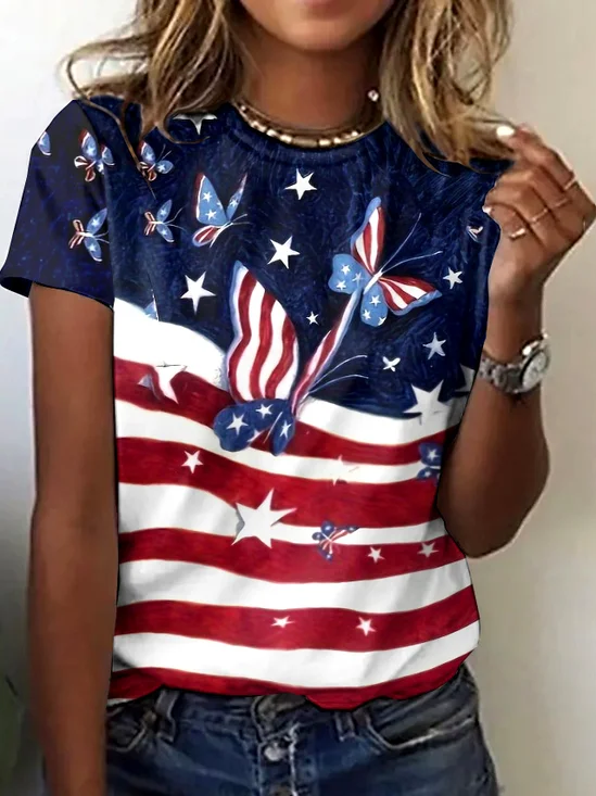 Crew Neck Casual Cotton T-Shirt