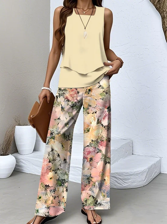 Crew Neck Casual Two-Piece Set With No
