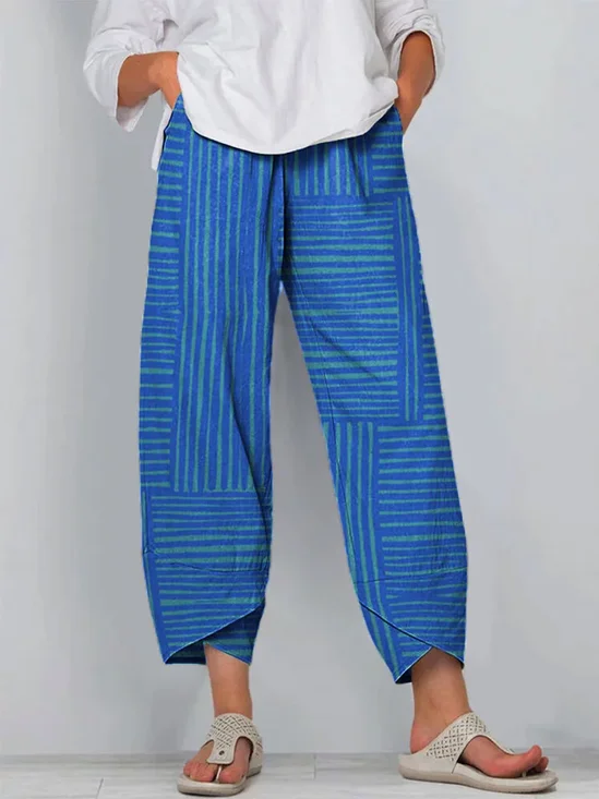 Women's Stripe Print Casual Pants