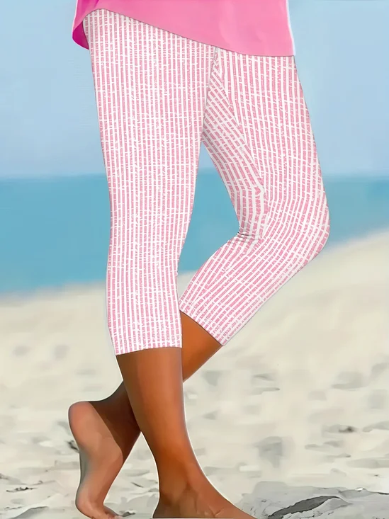 Women's Striped Print Casual Leggings