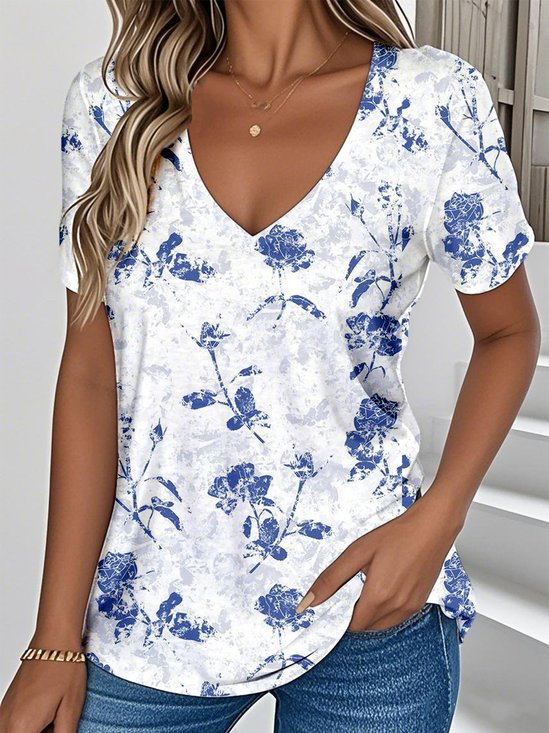 Floral Simple Jersey T-Shirt